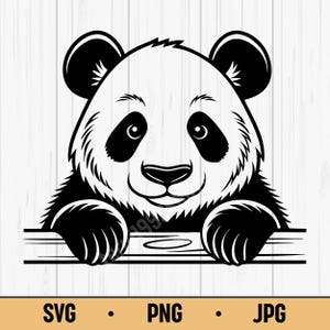 Peeking Panda SVG PNG – Cute Bear Clipart, Smiling Panda Silhouette, Cartoon Wildlife Vector for Cricut & Kids Crafts