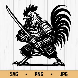 Warrior Rooster | Medieval Fantasy Art | Digital Download SVG JPG PNG