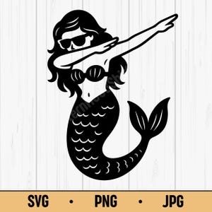Dabbing Mermaid SVG PNG JPG – Funny Mermaid Pose Vector, Cute Ocean Fantasy Design