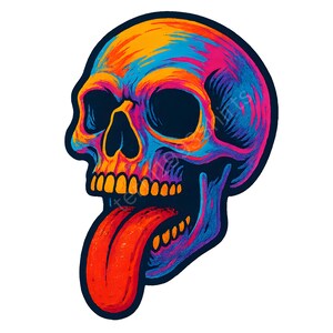 Vibrant Funny Cartoon Skull Clipart - Prinatable PNG Download, Sublimation, Clipart