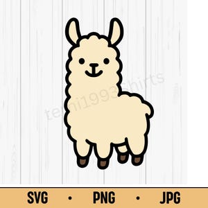 Cute Llama SVG PNG JPG – Kawaii Cartoon Llama Vector, Funny Animal Design for Stickers