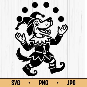Juggling Dog SVG PNG JPG – Circus Dog Clipart, Funny Performing Pet for Kids Party Decor, Birthday Crafts, and Digital Downloads