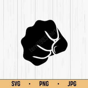 May include: Black graphic of a clenched fist, a symbol of solidarity and strength. The image is set against a white wood-grain background. The bottom of the image includes the text "SVG • PNG • JPG". The watermark "tern1993shirt" is visible.