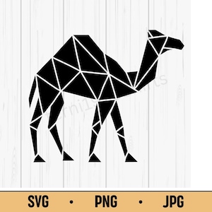 Cammello geometrico SVG PNG JPG – Vettore di cammello del deserto poligonale, disegno di animale astratto