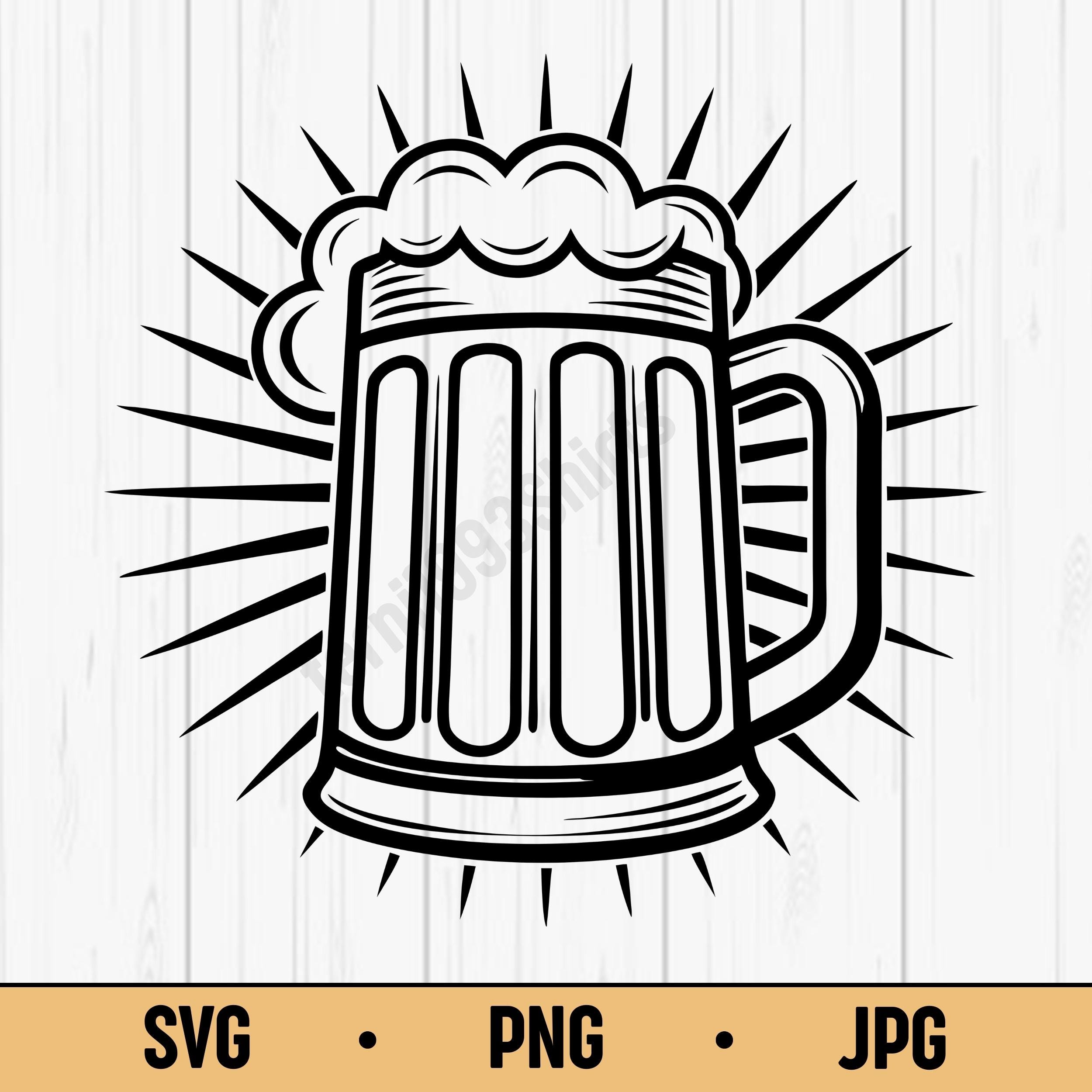 Beer Mug SVG PNG – Vintage Line Art Beer Glass Clipart, Beer Mug Design for Stickers, T-Shirts & Digital Downloads