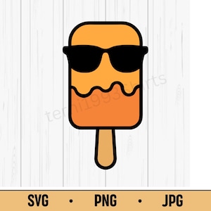 Cool Ice Cream SVG PNG JPG – Funny Popsicle with Sunglasses, Kawaii Summer Snack Vector