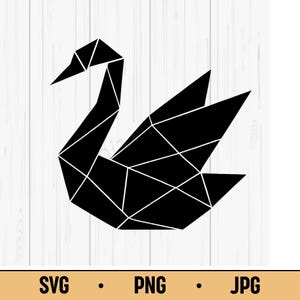 Geometric Swan SVG PNG JPG – Polygon Elegant Bird Vector, Abstract Wildlife Design