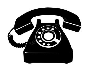 Telephone Silhouette SVG PNG JPG - Rotary Phone Clipart, Digital Download, Telephone svg, Telephone png