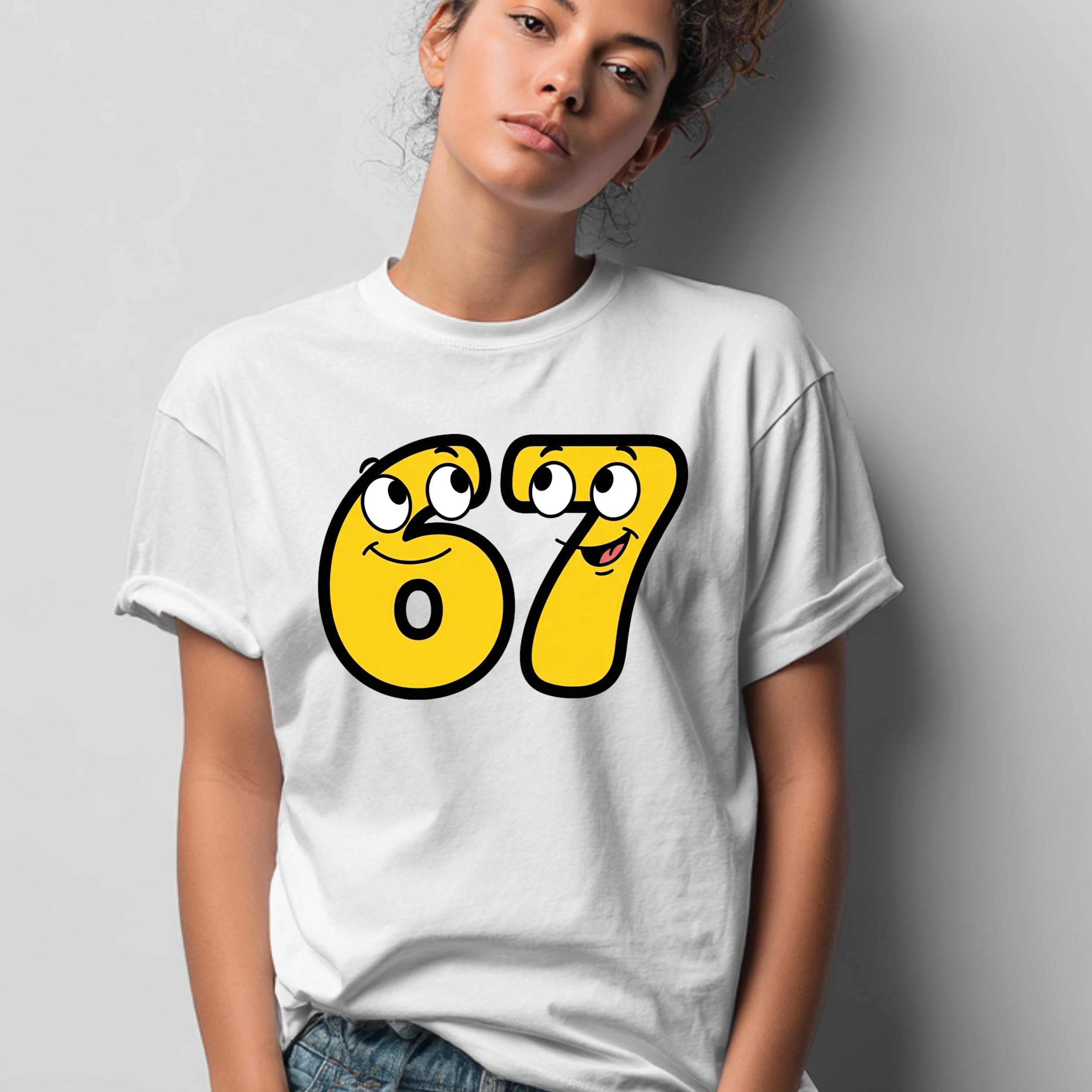 Cute 67 Meme Cartoon Characters PNG - Funny Yellow Number Faces, Viral ...