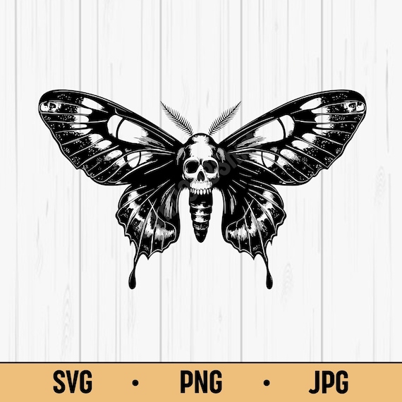 死の蛾の頭蓋骨 SVG PNG JPG – ゴシック蝶のベクターイラスト