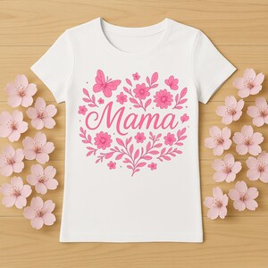 Letras de mamá con flores: archivo PNG, diseño de sublimación, motivo floral de mamá para diseños de camisetas, descarga digital PNG