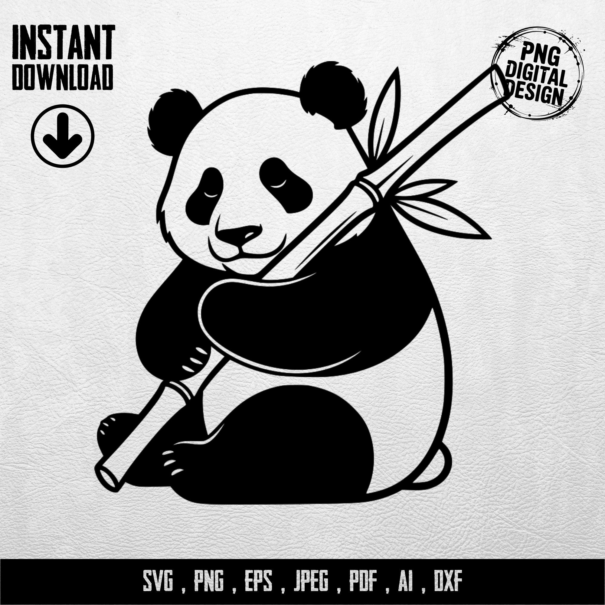 Cute Panda With Bamboo SVG PNG Digital Design | Animal Clipart for ...