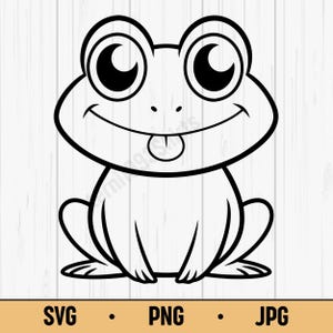 Cute Frog SVG PNG – Smiling Cartoon Frog Clipart for Kids, Digital Download for Cricut and Sublimation