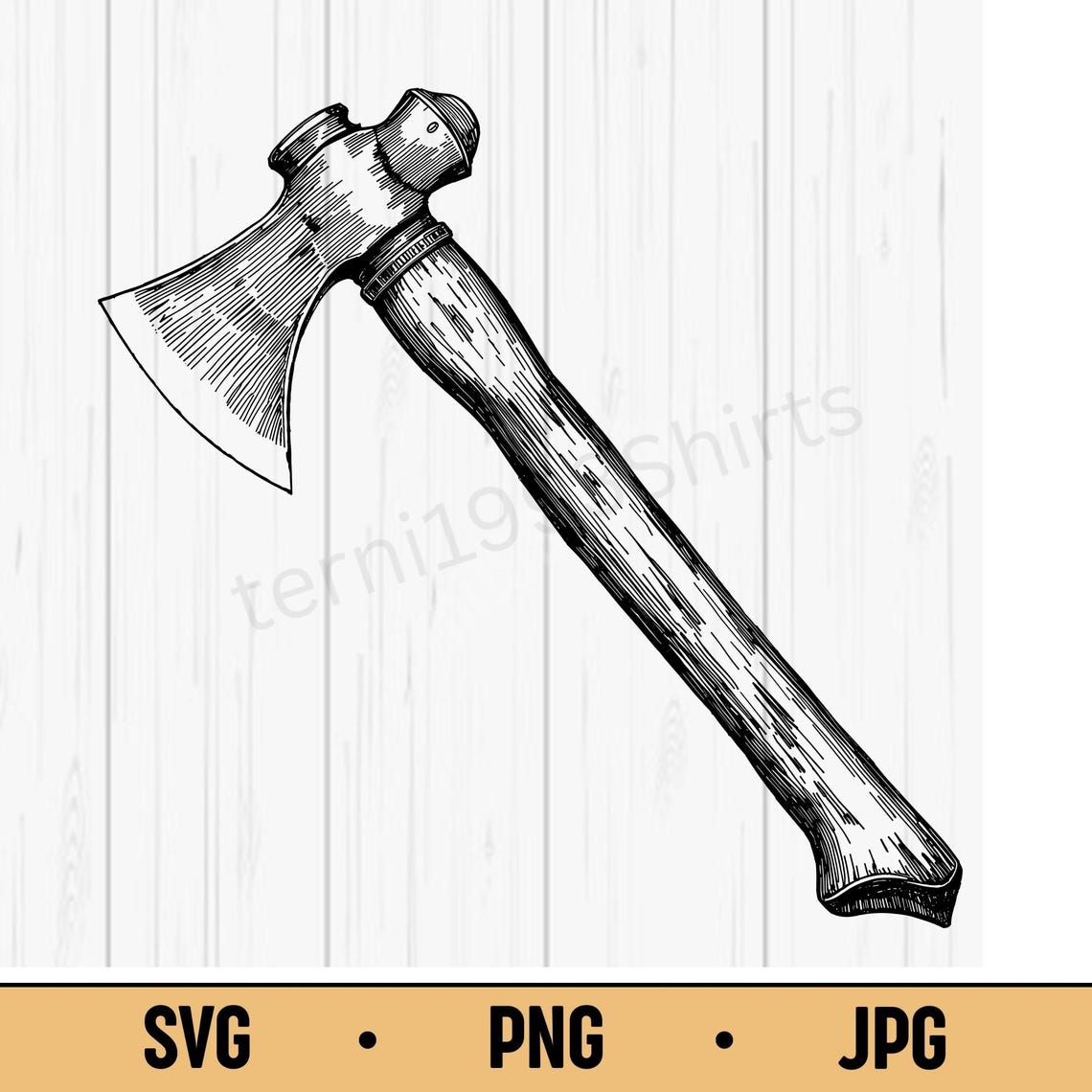 Vintage Ax SVG PNG JPG – Hand Drawn Lumberjack Hatchet, Rustic ...