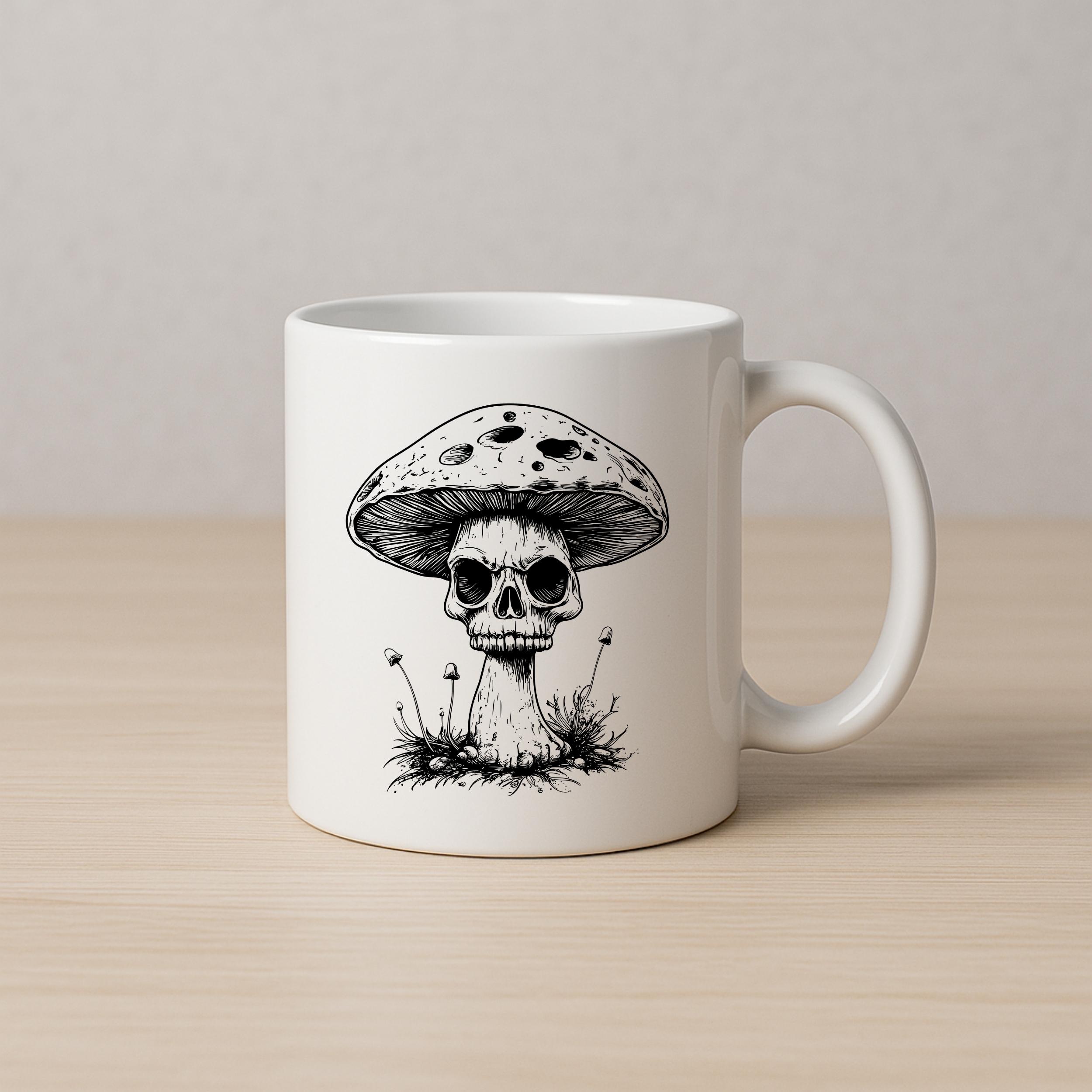 Skull Mushroom SVG PNG JPG – Gothic Fungi Skull Vector, Digital