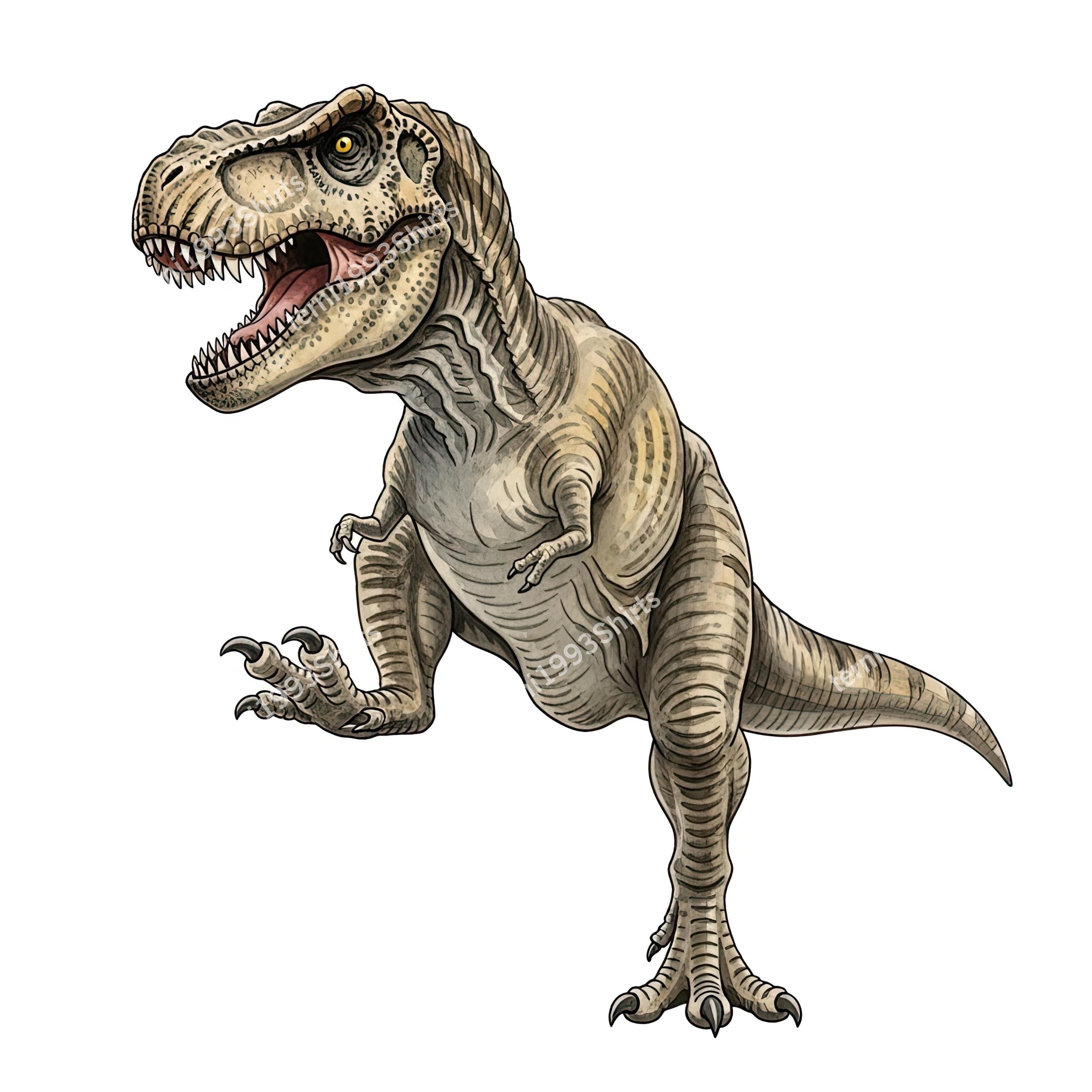 10枚のT-Rex水彩クリップアートJPGバンドル - 恐竜イラストデジタル
