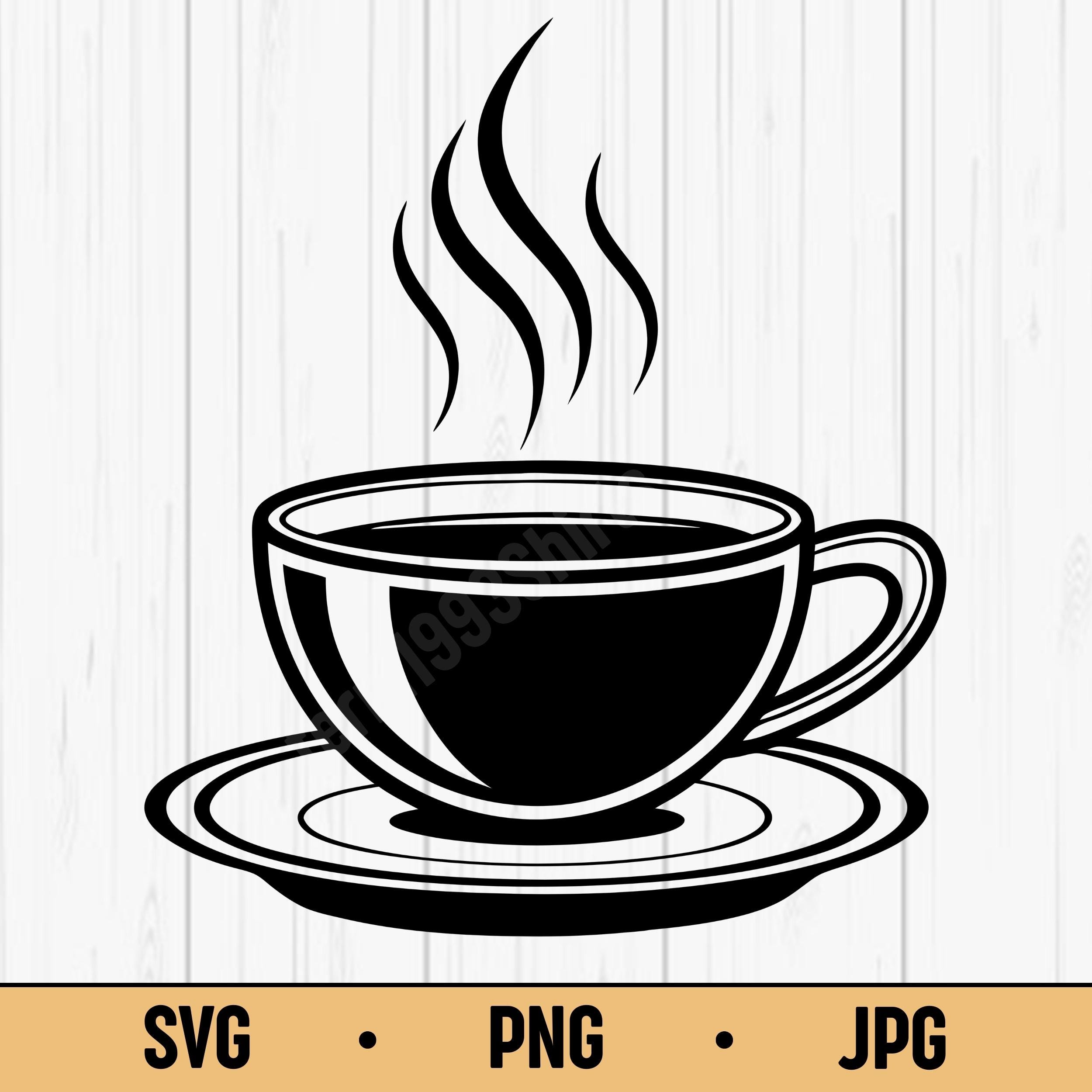 Hot Coffee Cup SVG PNG – Black and White Vector Clipart for Cafe Decor,  Digital Download for T-shirts, Mugs, and Kitchen Wall Art - Etsy, image size:2500x2500