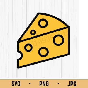 Cheese Slice SVG PNG JPG – Cartoon Swiss Cheese Wedge, Cute Food Vector