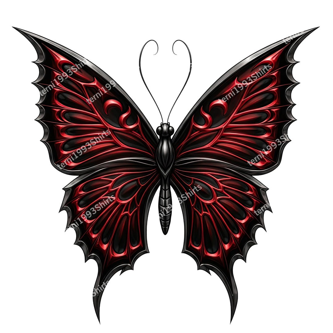 20 匹の黒と赤の蝶の PNG バンドル - 蝶のデジタルアート、デジタル