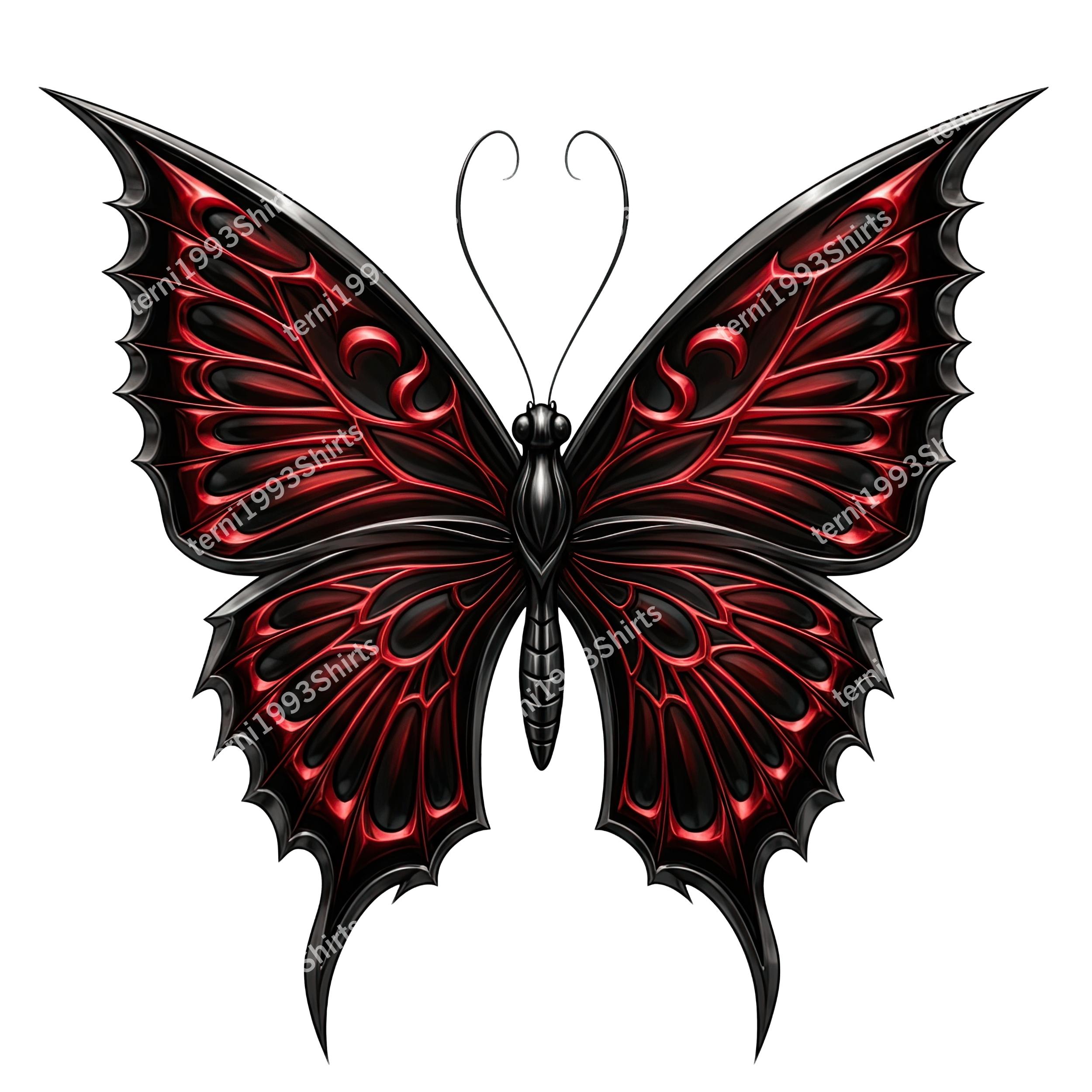 20 匹の黒と赤の蝶の PNG バンドル - 蝶のデジタルアート、デジタル