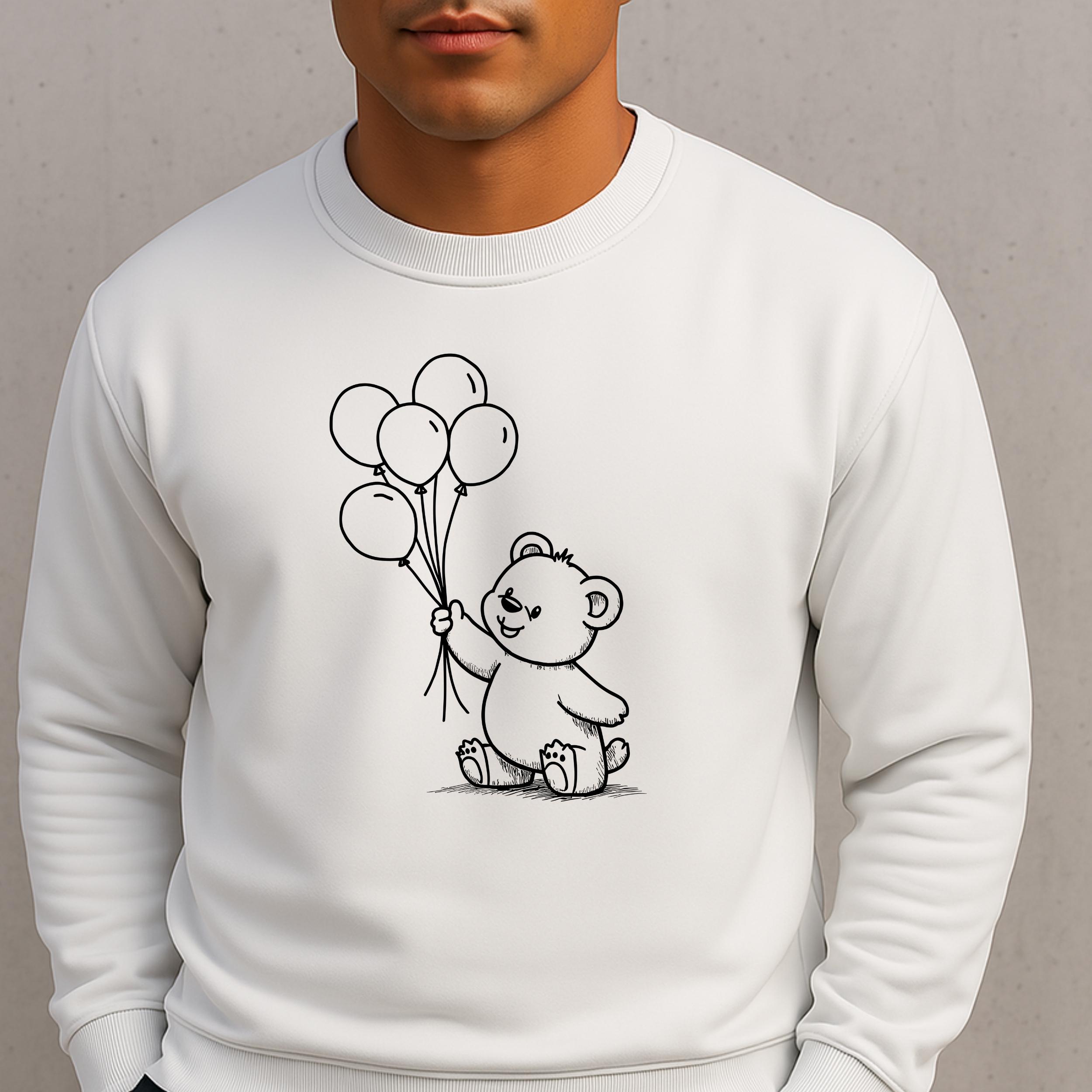 Teddy Bear With Balloons SVG PNG JPG – Cute Hand Drawn Bear Clipart for ...