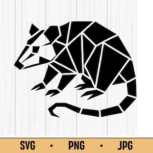 Geometric Opossum SVG PNG JPG – Polygon Marsupial Vector, Abstract Wildlife Design