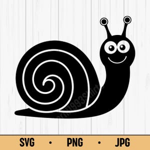 Cute Snail SVG PNG – Smiling Cartoon Snail Clipart, Black Silhouette Style, Digital Download for Cricut & Sublimation