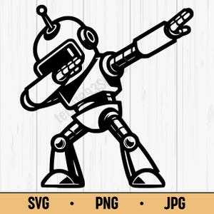 Dabbing Robot SVG PNG – Funny Cartoon Robot Clipart for Kids and T-Shirts Digital Download for Sublimation and Print