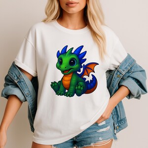 Cute Vibrant Baby Dragon Printable PNG - Colorful Fantasy Clipart, Dragon Cricut, Dragon Sublimation, Dragon Clipart, T-Shirt Design