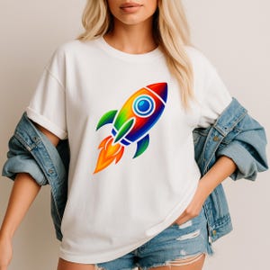 Colorful Rocket Printable PNG - Vibrant Rocket Clipart, Rocket Sublimation, T-Shirt Desing, Rocket Mug Design, Rocket Cricut