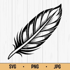 Feather SVG PNG – Boho Tribal Clipart, Elegant Bird Feather Silhouette, Nature-Inspired Vector for Cricut & Tattoos