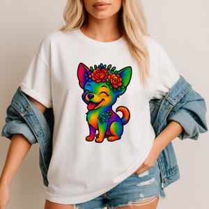 Vibrant Dog Printable PNG - Cute Puppy Clipart, Colorful Dog Sticker, Dog Sumblimation, T-Shirt Design, Dog Mug Design