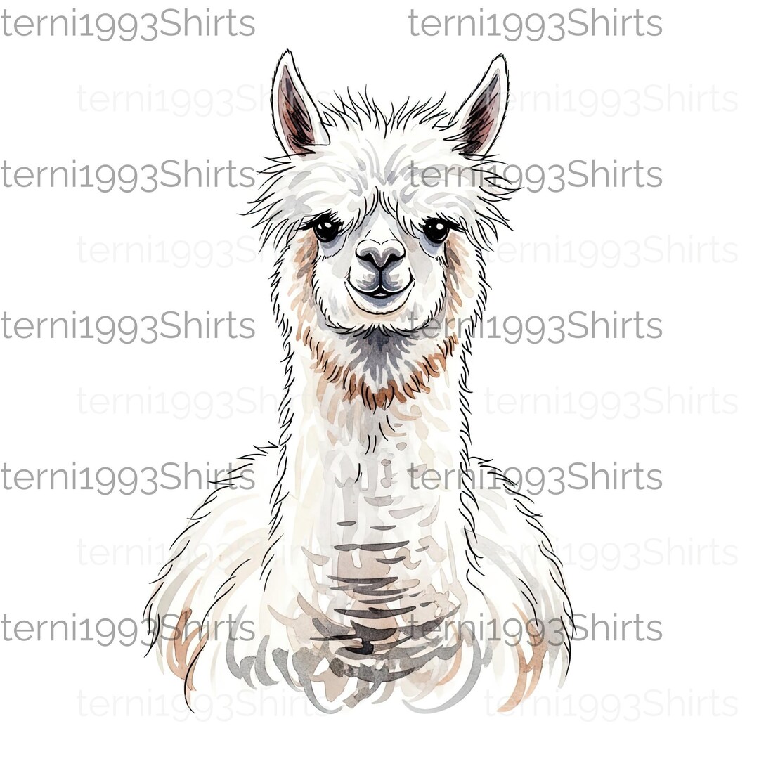 絵画 ARUPAKA アルパカ10頭の水彩画クリップアートJPGバンドル - 動物イラスト