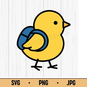 School Chick SVG PNG JPG – Cute Yellow Chick with Backpack, Kawaii School Bird
