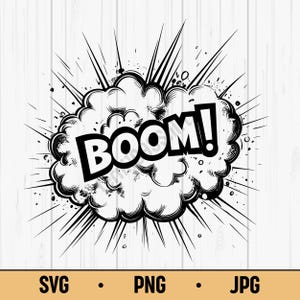 Comic Explosion - Boom Effect Pop Art Cartoon Action SVG PNG Clipart Sublimation Vector Digital Download
