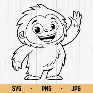 Cute Yeti SVG PNG – Smiling Cartoon Yeti Clipart for Kids, Bigfoot Style Character, Digital Download for Cricut & Sublimation