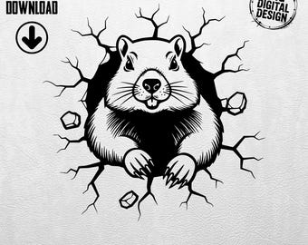 Groundhog Digital svg png eps dxf, cute marmot clipart, Groundhog day design, Woodchuck Vector, Digital Download