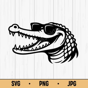 Cool Crocodile SVG PNG JPG – Smiling Cartoon Gator with Sunglasses, Vector for Shirts & Crafts