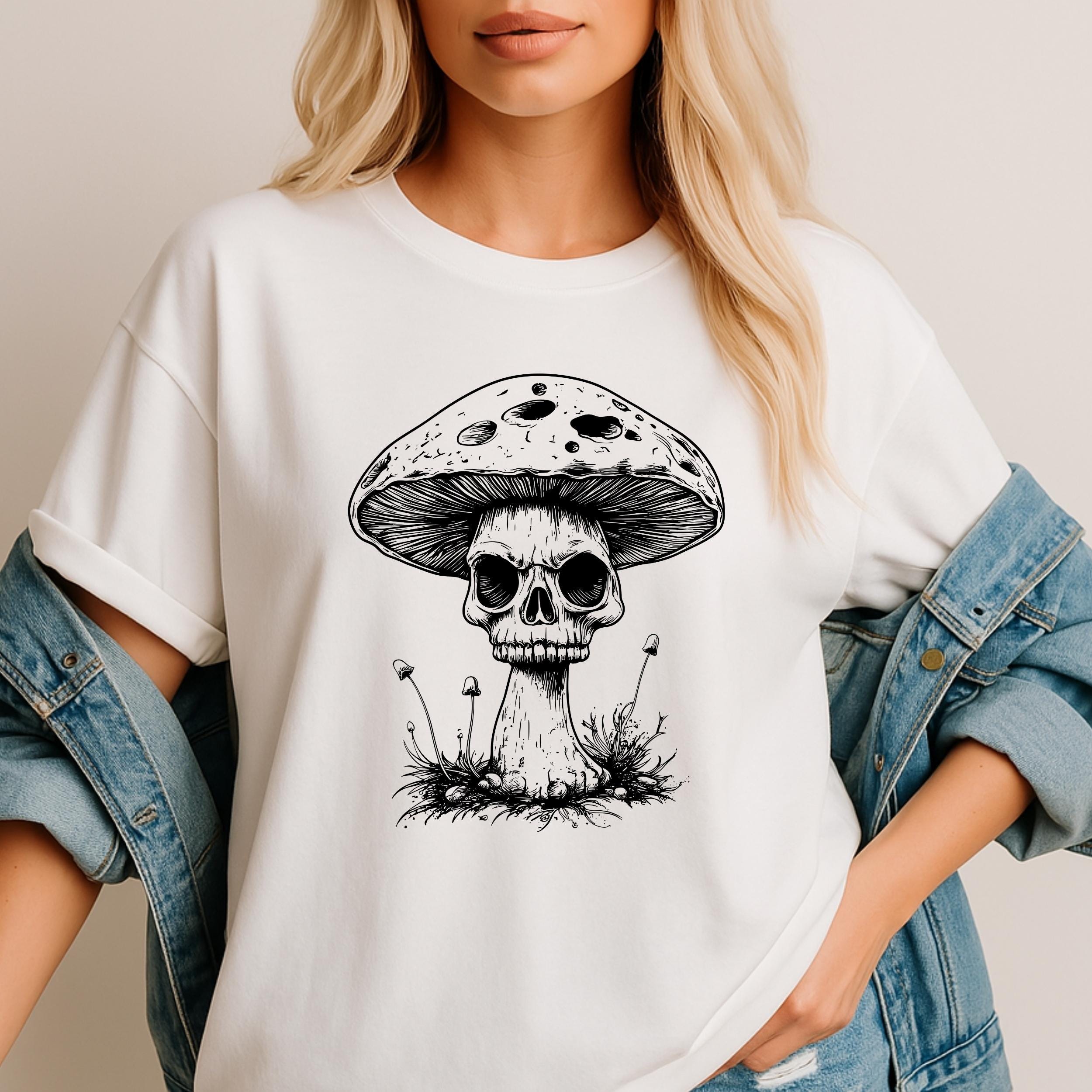 Skull Mushroom SVG PNG JPG – Gothic Fungi Skull Vector, Digital