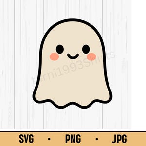 Kawaii Spook SVG PNG JPG – Schattige Lachende Spook Vector, Halloween Cartoon Ontwerp
