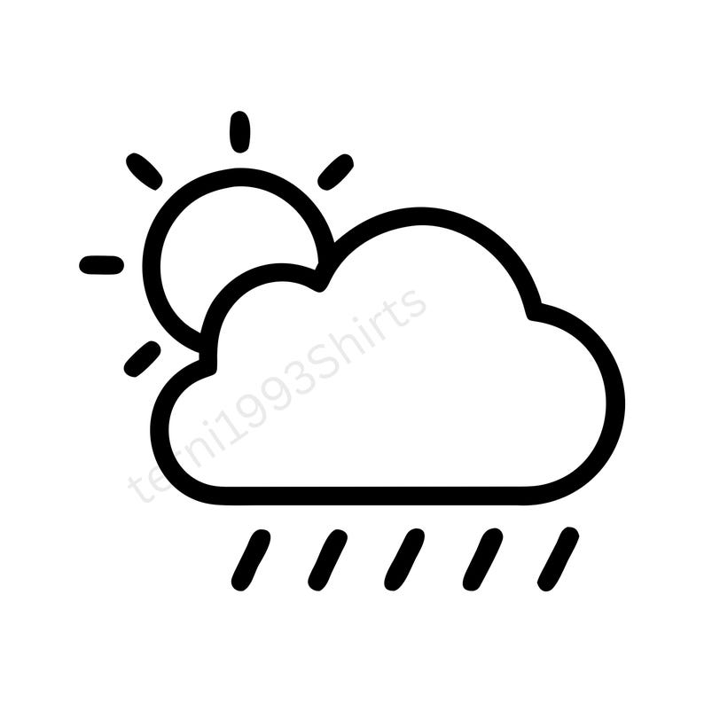 Weather Icon SVG PNG JPG – Sun Cloud Rain Symbol, Digital Download ...