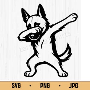 Dabbing German Shepherd Dog SVG PNG JPG – Funny Cartoon Dog Dab Pose, Digital Download for Shirts, Mugs, Cricut & Sublimation