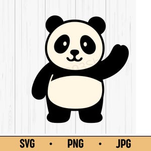 Waving Panda SVG PNG JPG – Cute Panda Waving Hand, Kawaii Animal Vector for Kids