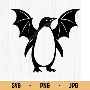 Penguin with Wings SVG PNG JPG – Cute Penguin with Bat Wings, Fantasy Animal Vector
