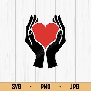 Hands Holding Heart SVG PNG JPG – Charity Symbol Vector, Digital Download for Love, Support & Kindness Art
