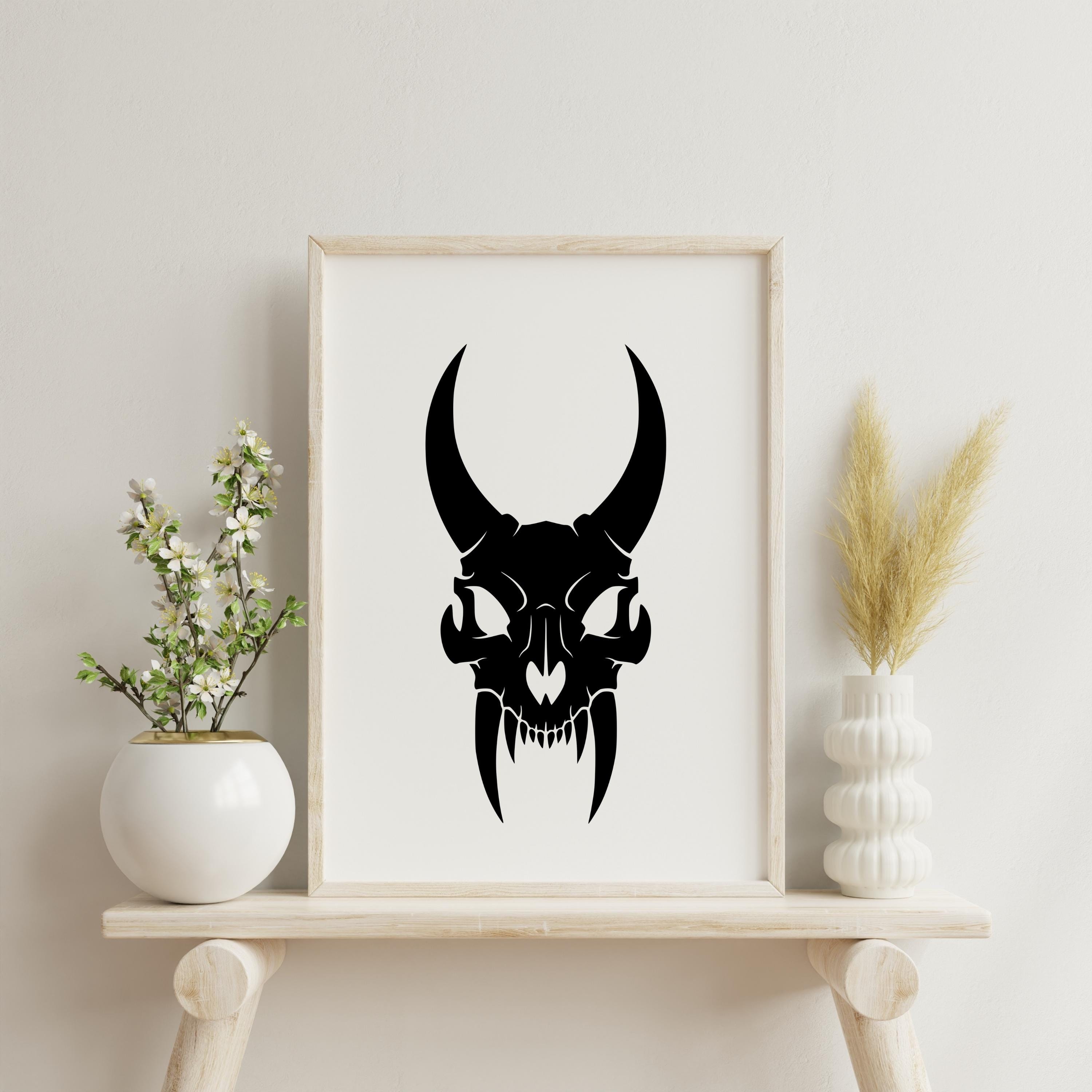 15 Demon Skulls Svg Png Dxf Eps Pdf Bundle - Gothic Skull Cut Files for ...