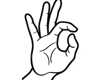 OKサイン（SVG、PNG、JPG）、手のジェスチャーシルエット、親指を立て