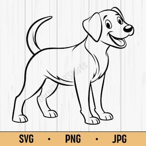 Cute Dog SVG PNG – Smiling Cartoon Dog Clipart for Kids and Pet Lovers, Digital Download for Cricut and Sublimation