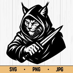 Assassin Lynx SVG PNG JPG – Cool Cartoon Lynx Vector, Digital Download for Stickers, Sublimation, Cricut Crafts