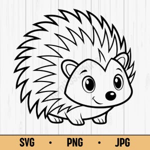 Cute Hedgehog SVG PNG – Smiling Cartoon Hedgehog Clipart for Kids, Digital Download for Cricut and Sublimation